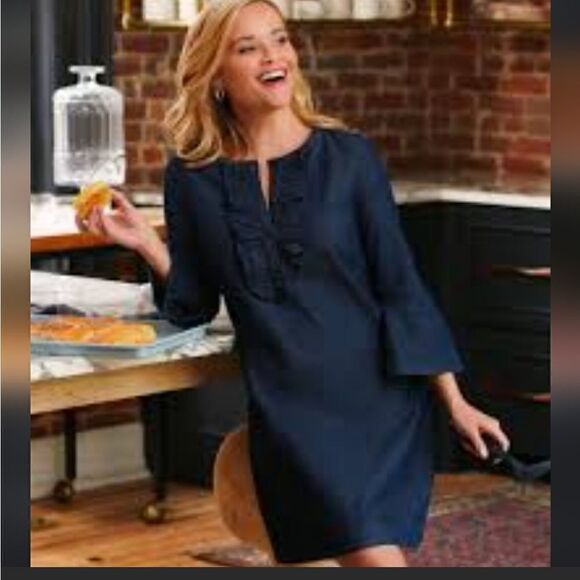 Draper James Dark Wash Chambray Ruffle Shift
Dress - Picture 2 of 12